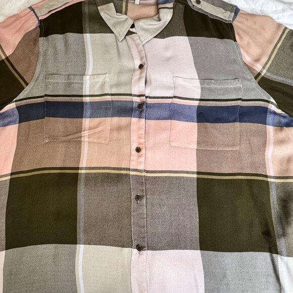 Lucky Brand Women Plaid Button-Up Shirt XL Multi-Color Viscose Modal Casual - Picture 4 of 16